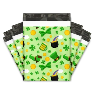 10x13 Lucky Shamrock Designer Poly Mailers Shipping Envelopes Premium Printed Bags