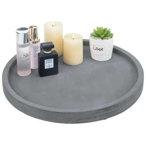 16 inch Cement Bathroom Vanity Tray, Dark Gray