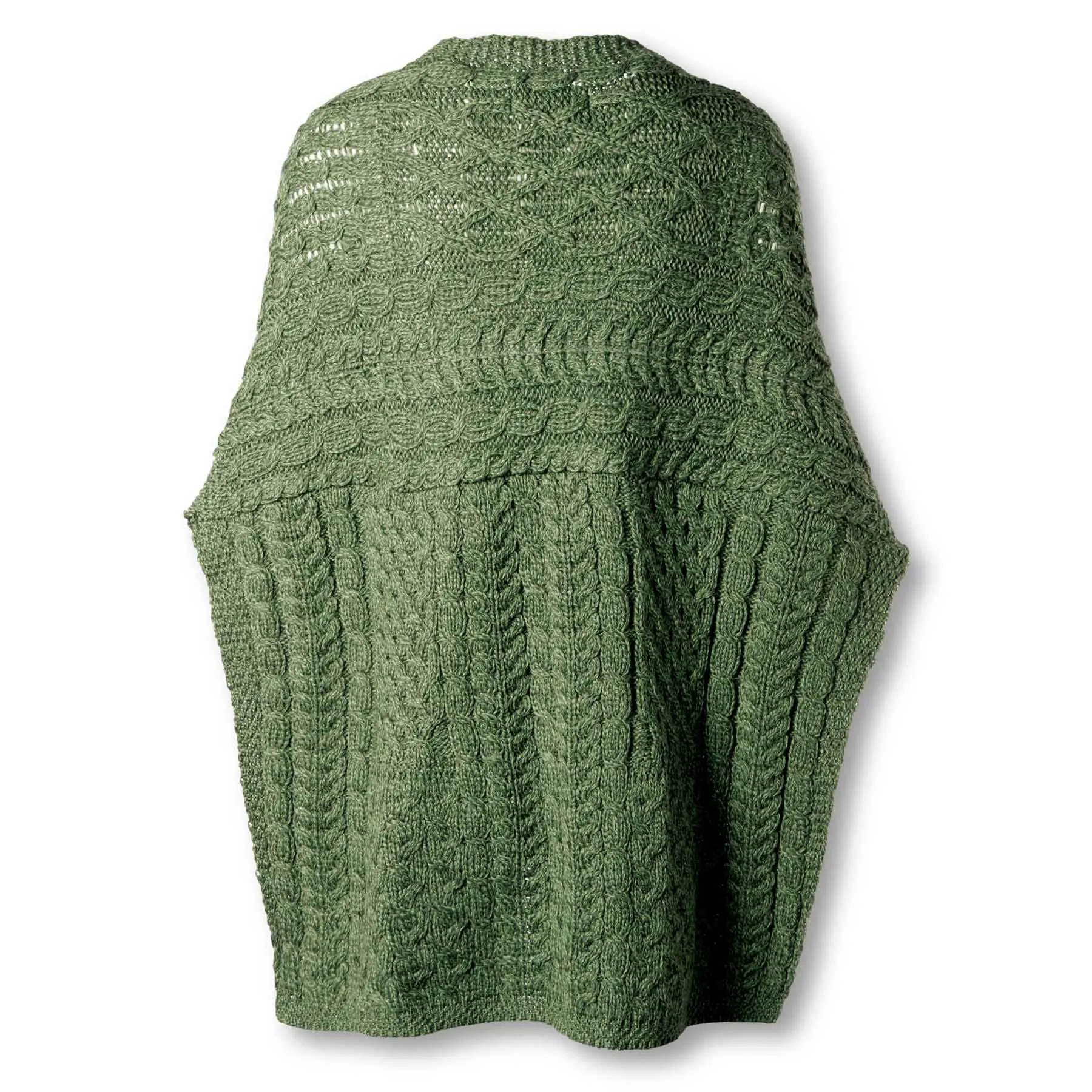 Aran Knit Shawl- Green