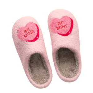 BE MINE VALENTINE'S DAY FUZZY SLIPPERS