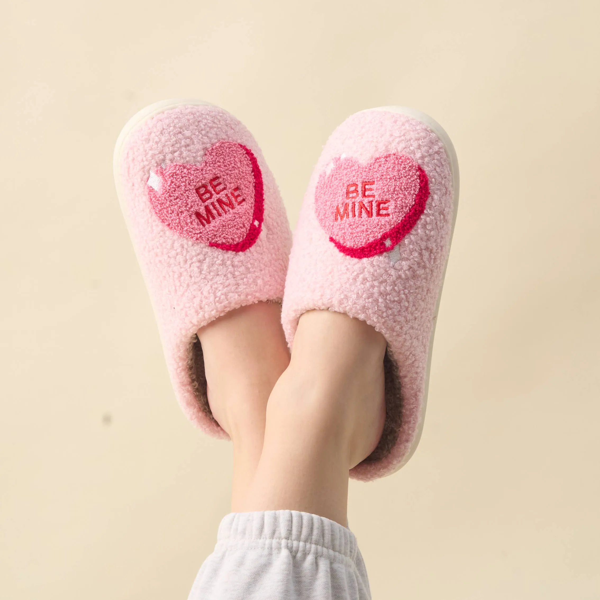 BE MINE VALENTINE'S DAY FUZZY SLIPPERS