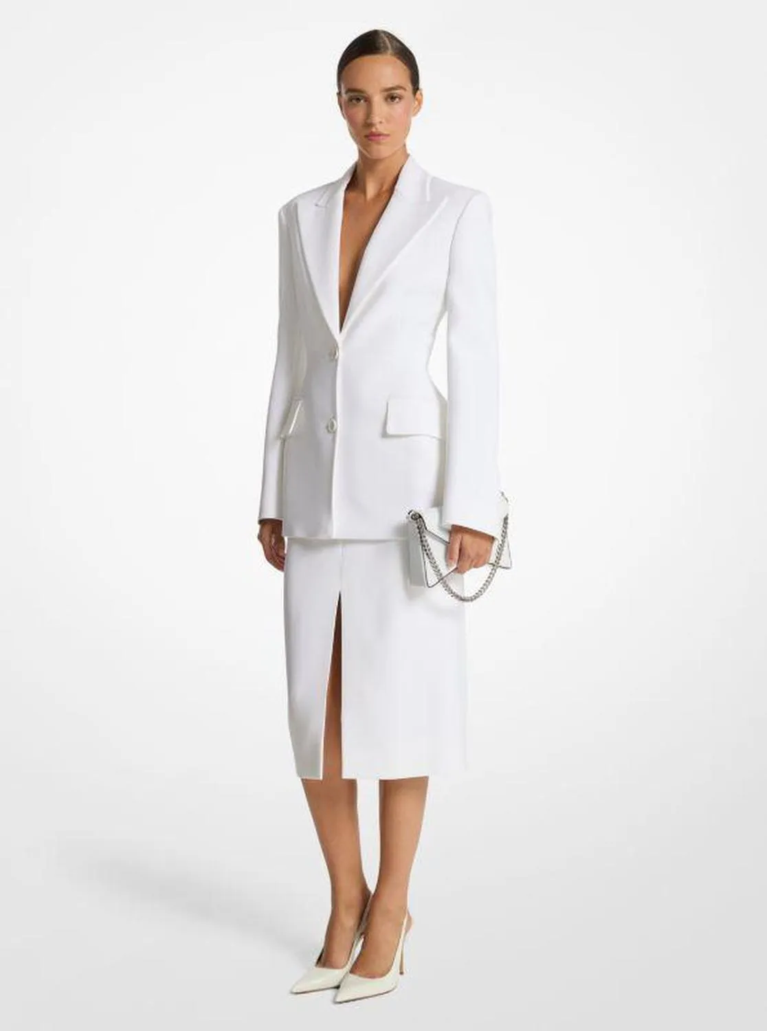 Belted Crepe Sablé Sculpted Blazer