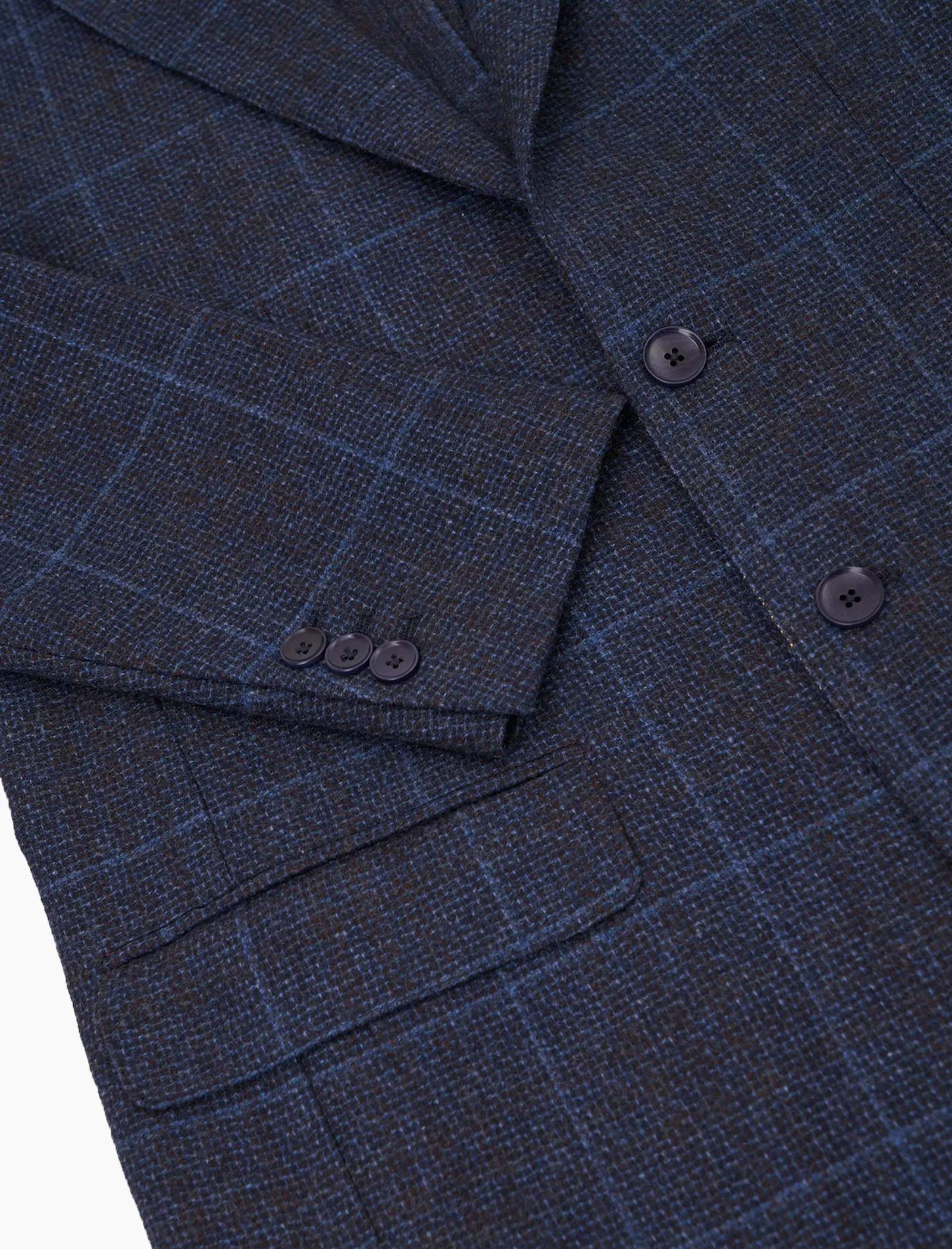 Blue & Brown Check Wool Blazer