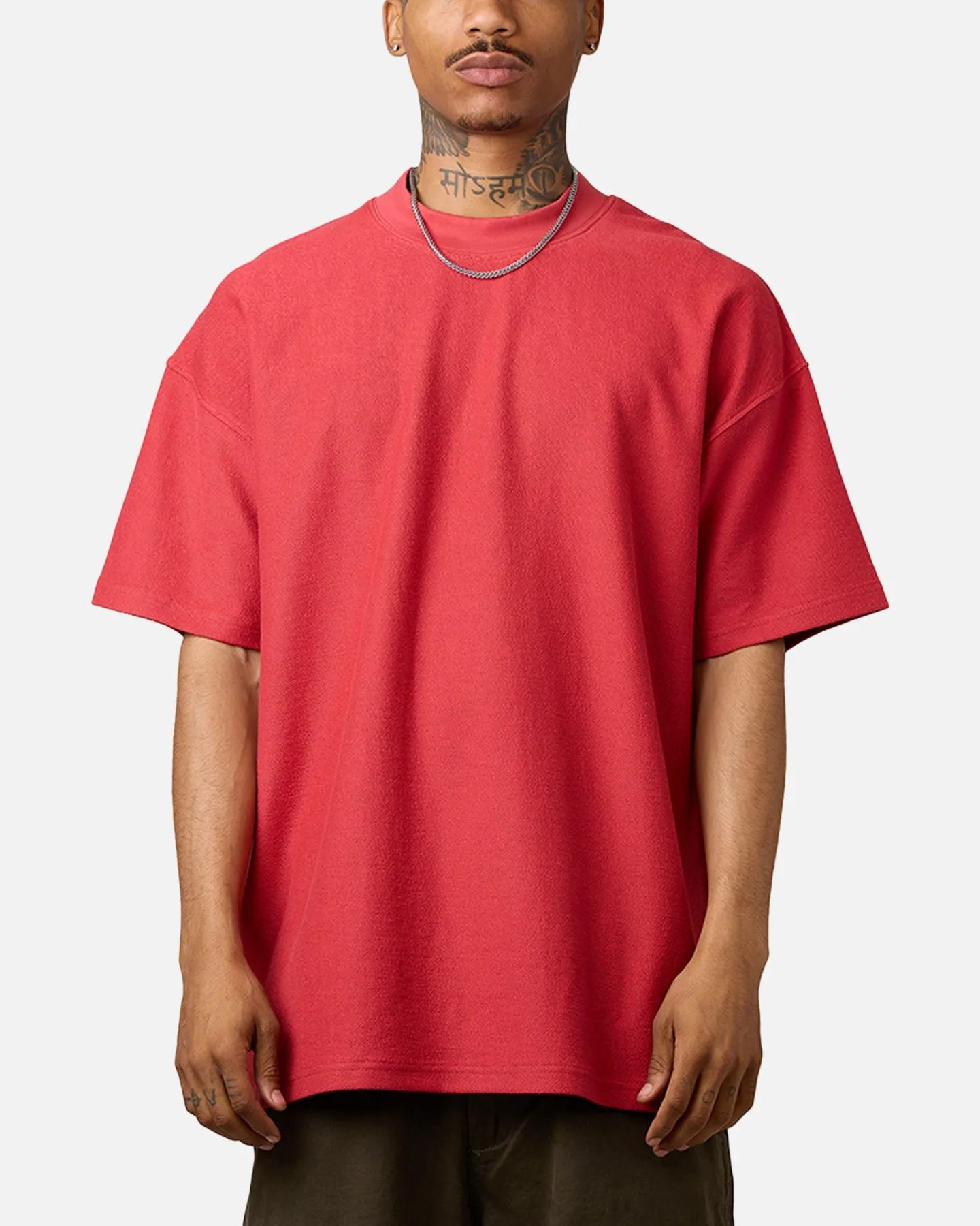 Carre Terry Oversized T-Shirt Red