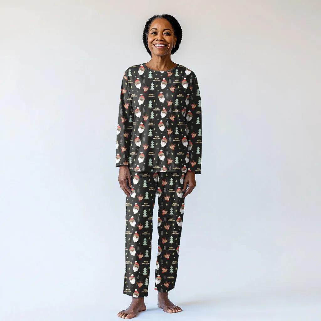 Classic Black Santa Women's Pajama Set