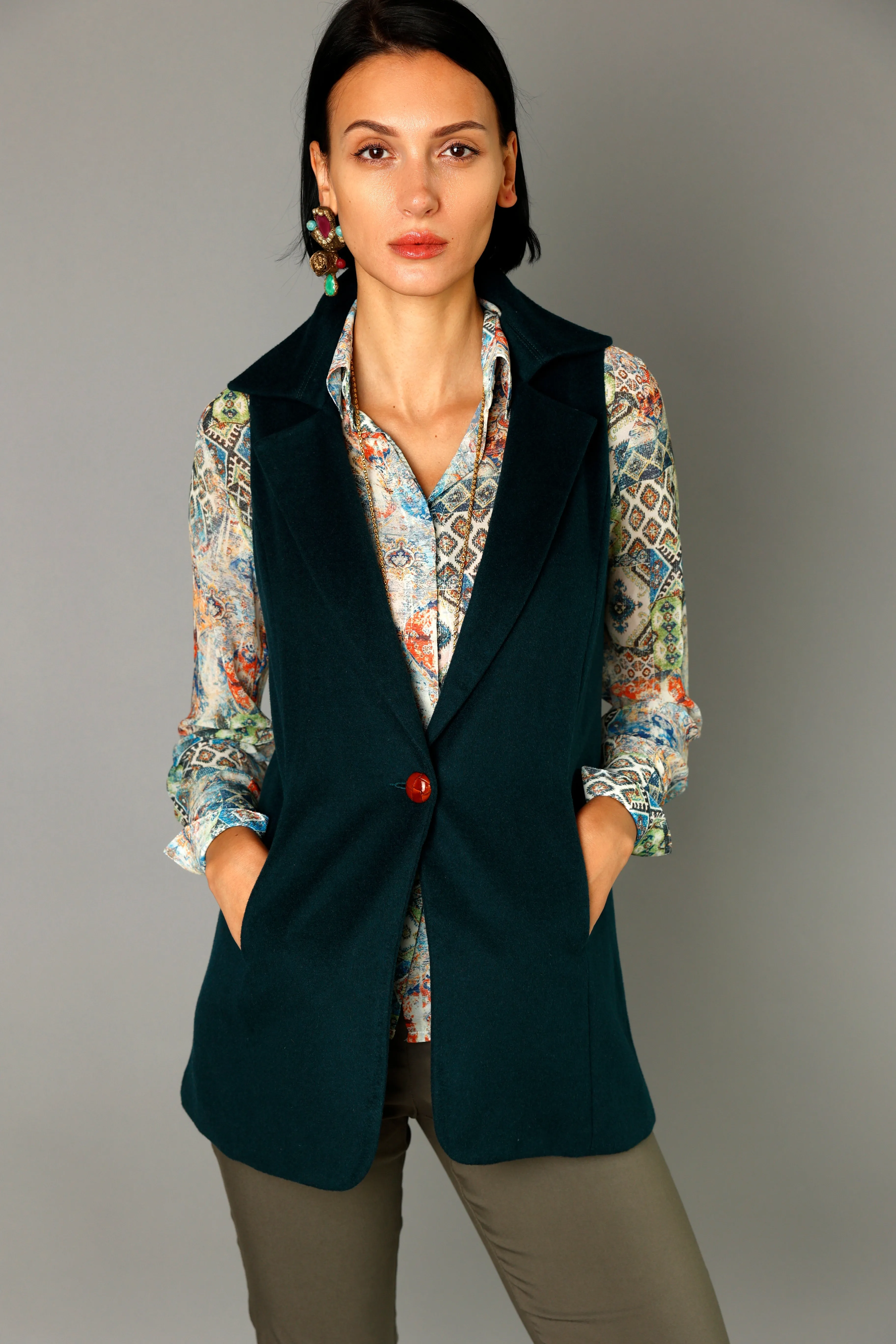 Classic Vest Jacket - Deep Teal