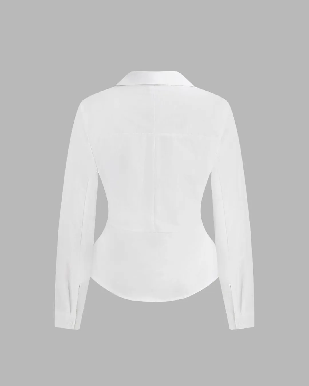 Collar Solid Button Long Sleeve White Shirt