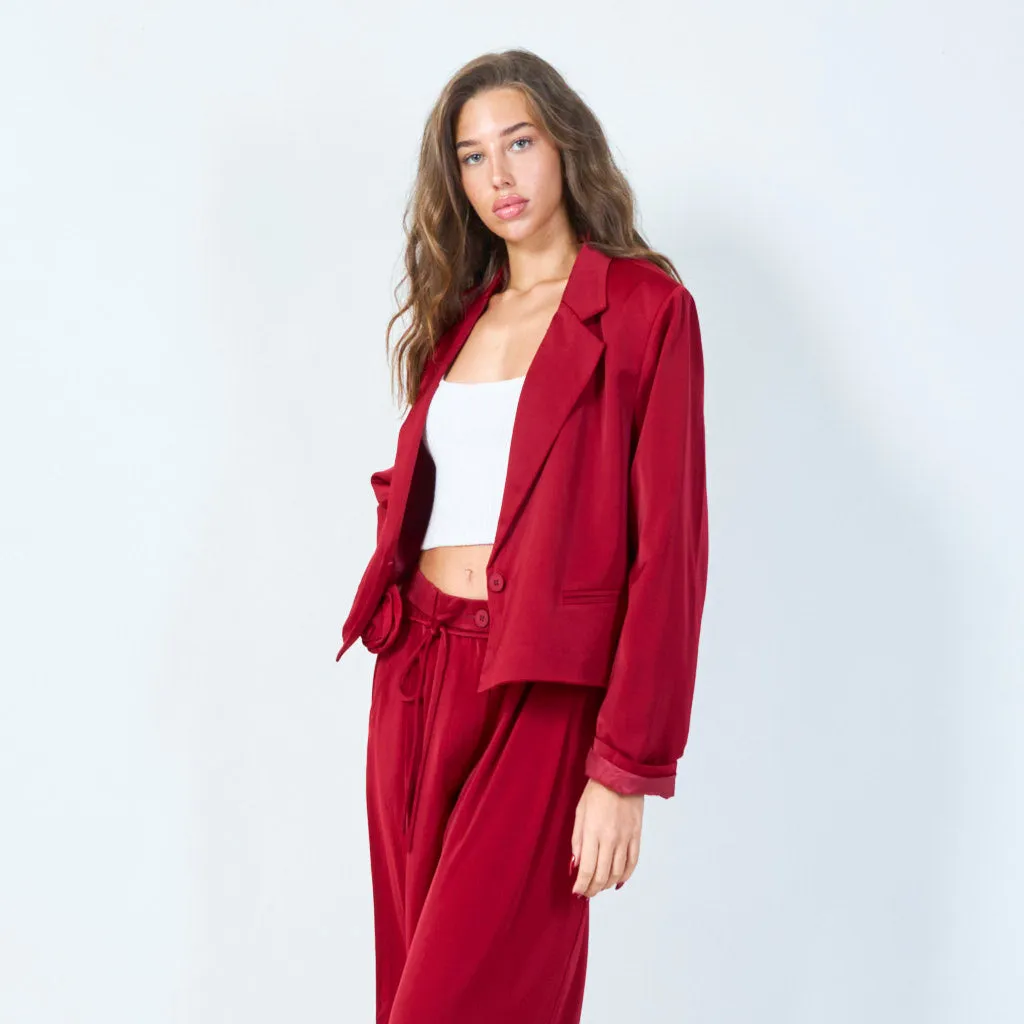 Cropped tailored blazer with structured lapel wholesale