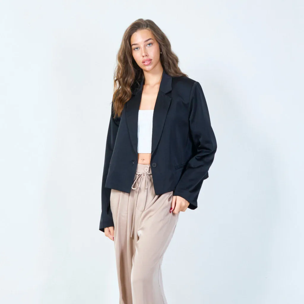 Cropped tailored blazer with structured lapel wholesale