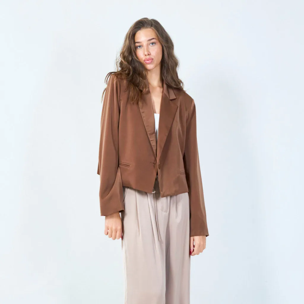 Cropped tailored blazer with structured lapel wholesale