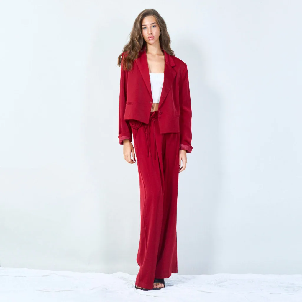 Cropped tailored blazer with structured lapel wholesale