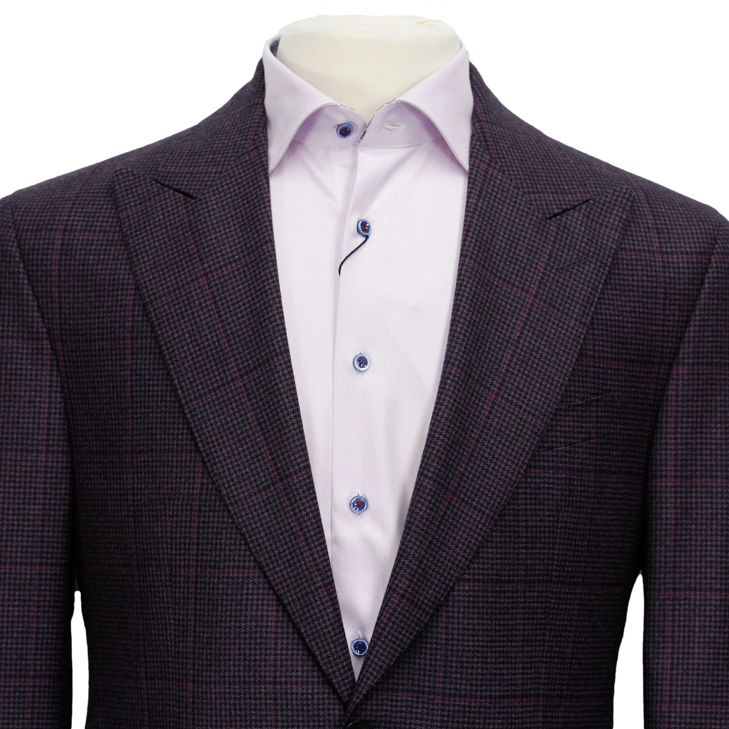 Deep Raspberry Check Marcus Contemporary Fit Wool Sport Jacket - Jack Victor