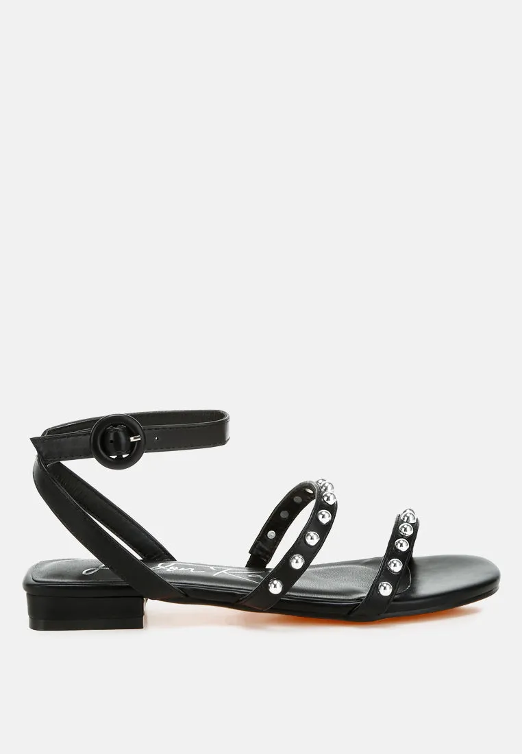 Flippity Studded Ankle Strap Flat Sandals