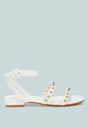 Flippity Studded Ankle Strap Flat Sandals