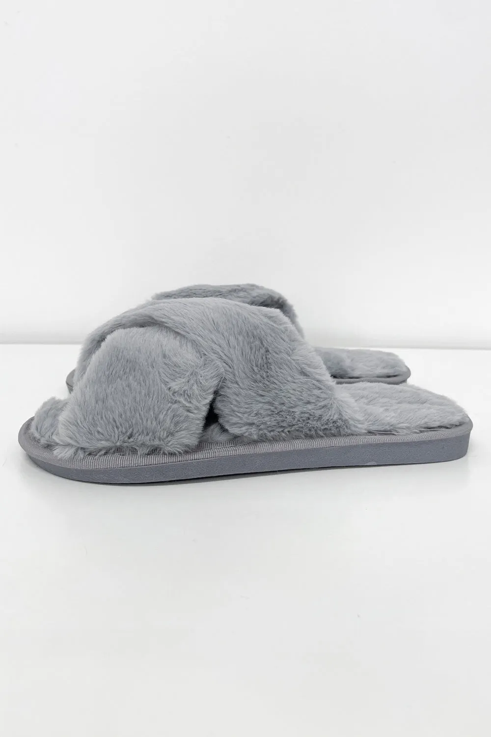 Gigi Fluffy Slippers - Grey