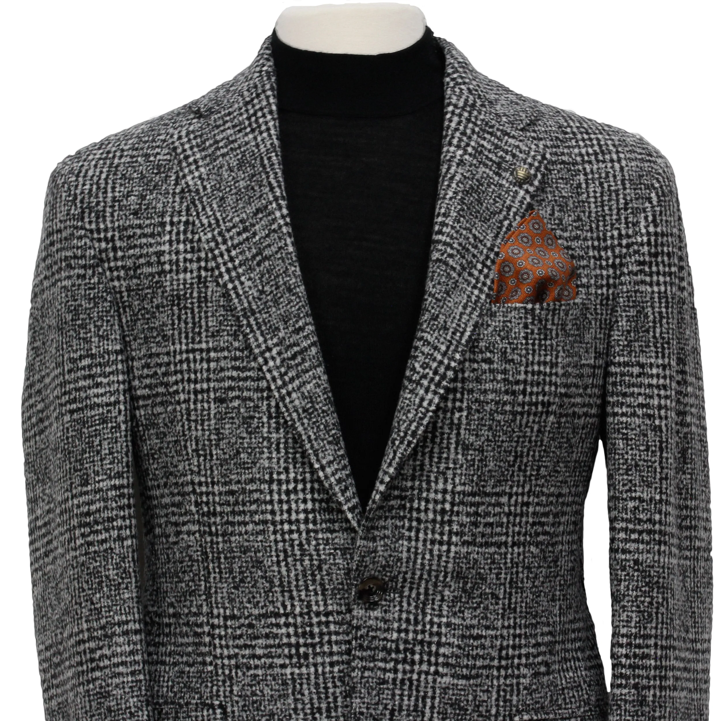 Gray Check Contemporary Fit Wool Silk Sport Jacket - Jack Victor