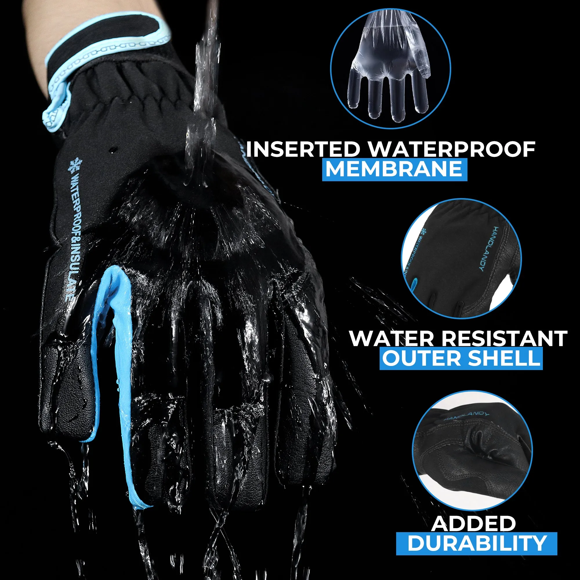 HANDLANDY Winter work Gloves for Men & Women, Waterproof Insulated Gloves, Lightweight gloves for cold weather 6332