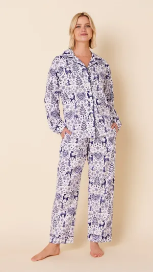 Holly Jolly Flannel Pajama - Blue, Large