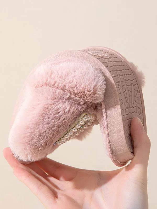 I Do Pearl Decor Furry Slipper