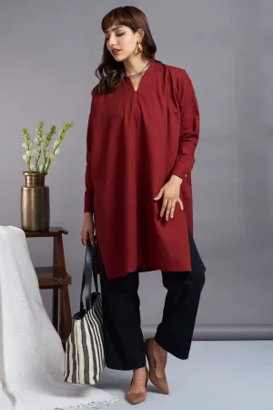 leisure tunic with high slit - enduring maroon & reflections