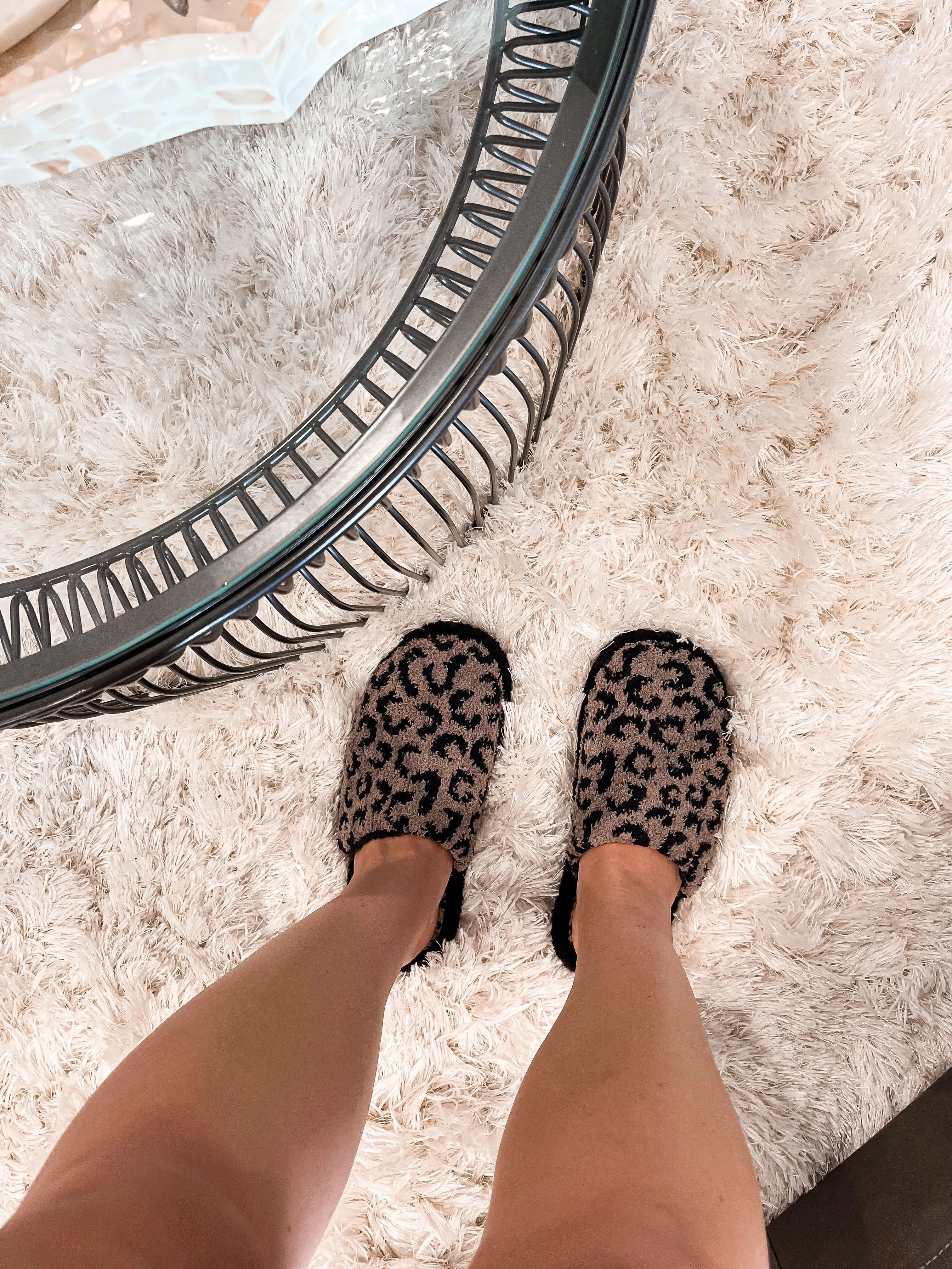 Leopard Fuzzy Slippers - Coffee