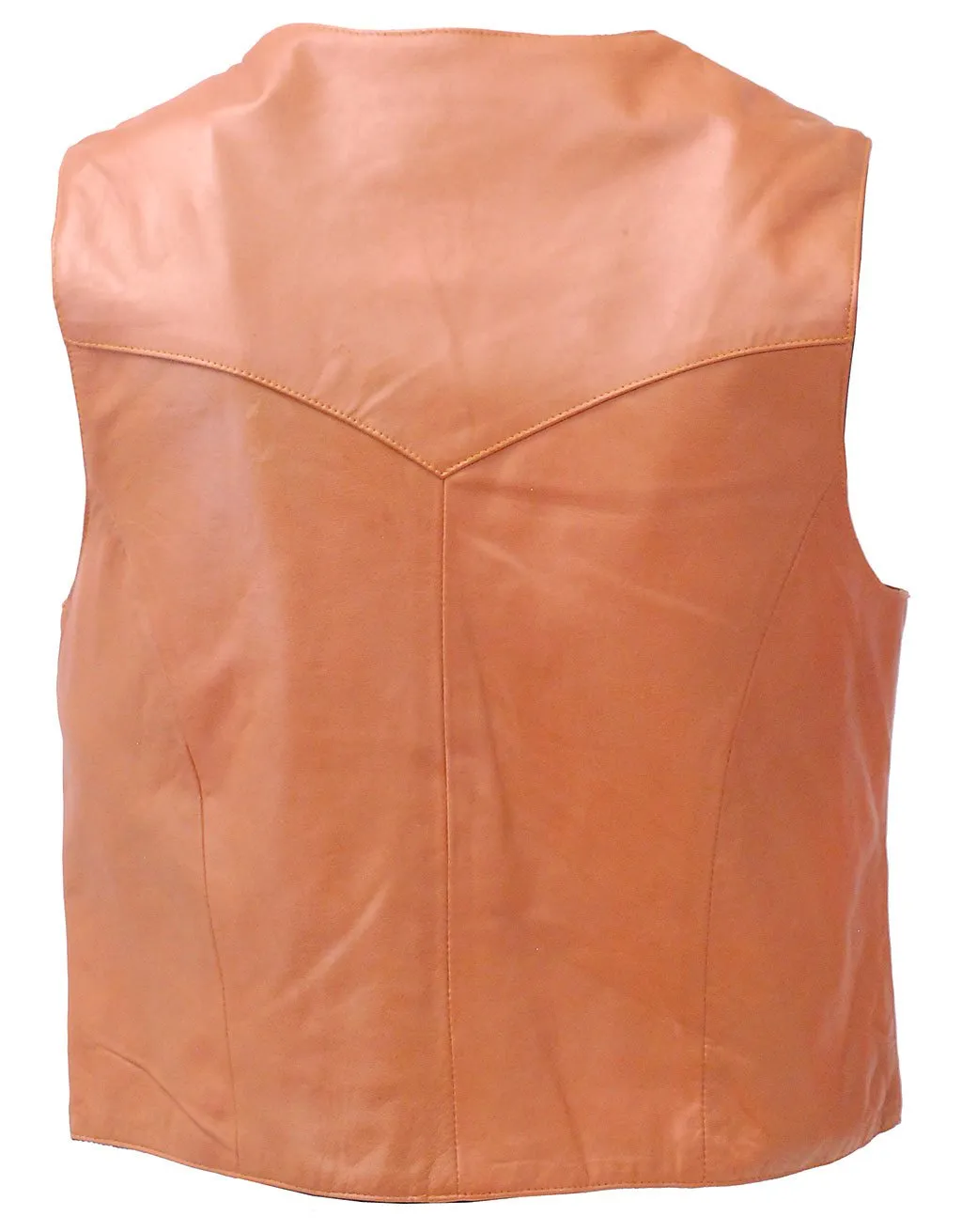 Light Brown Vintage Waxy Lambskin Leather Vest #VM5081WN ()