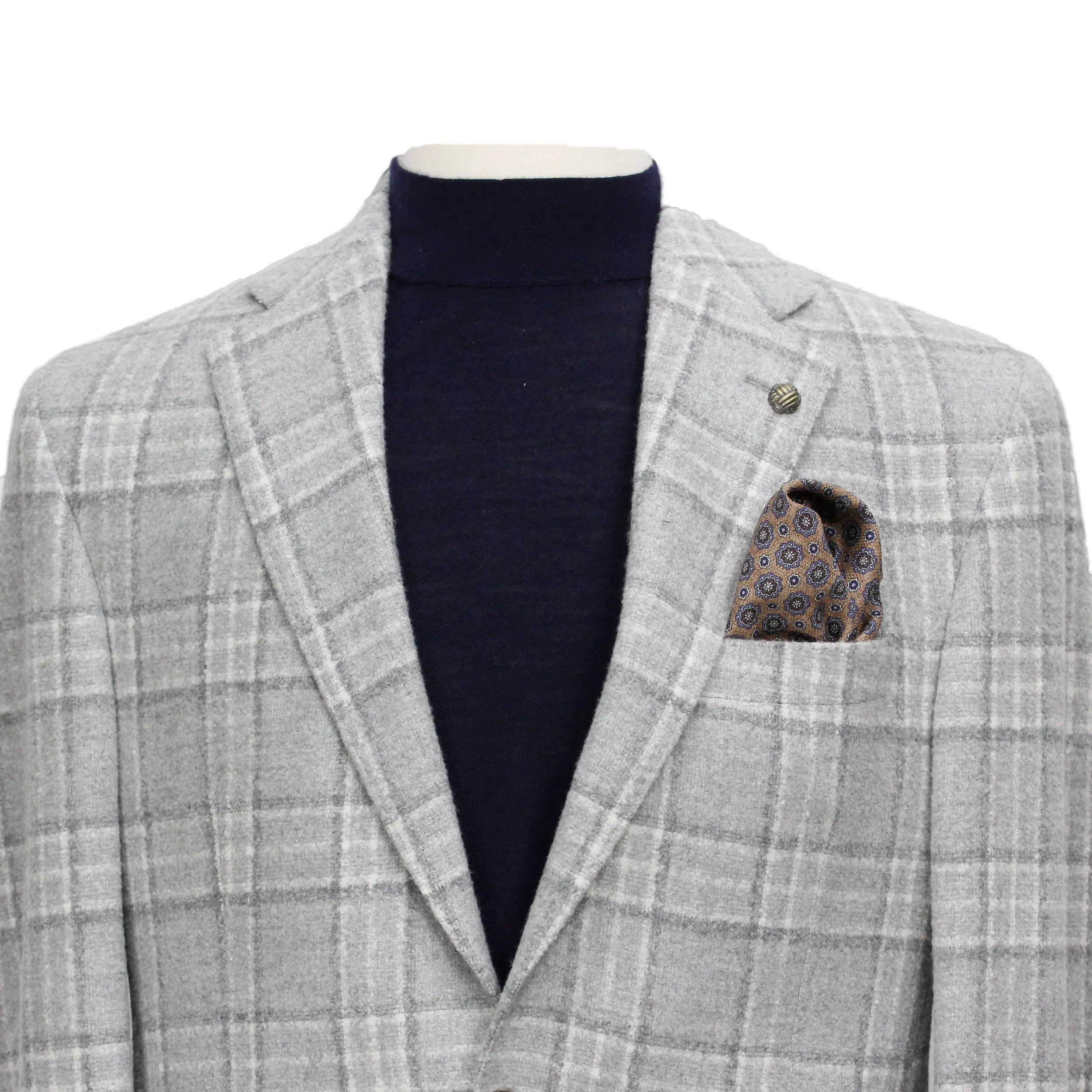 Light Gray Tonal Check McAllen Contemporary Fit DRAGO Wool Sport Jacket - Jack Victor