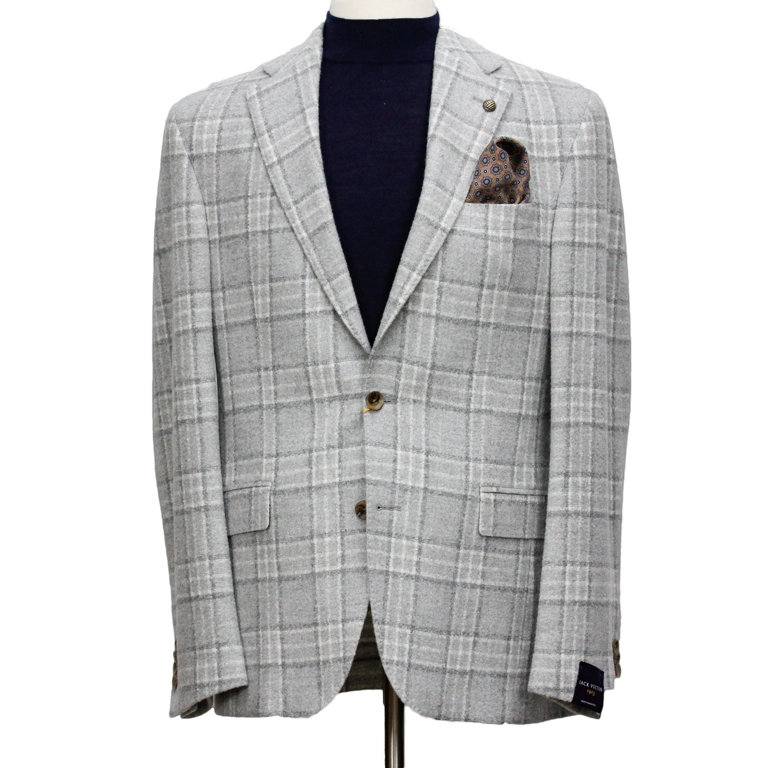 Light Gray Tonal Check McAllen Contemporary Fit DRAGO Wool Sport Jacket - Jack Victor