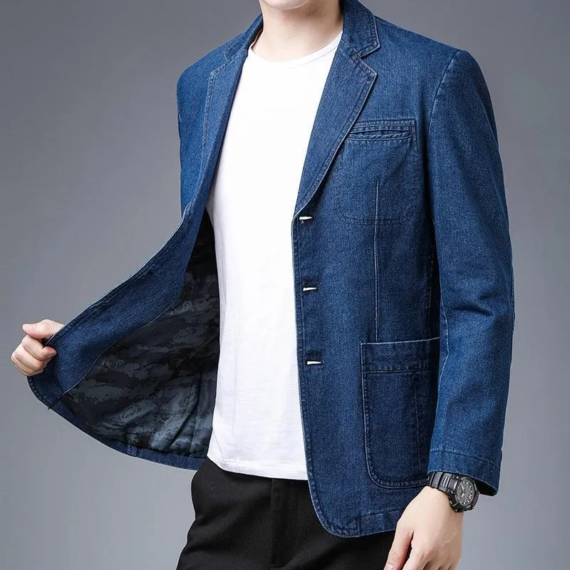 Men Blazer - Casual Denim Blazer