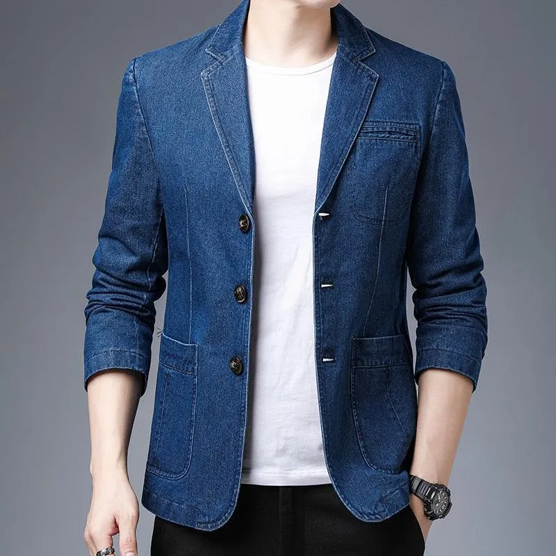 Men Blazer - Casual Denim Blazer