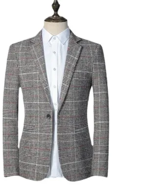 Men Blazer - Plaid Formal Blazer