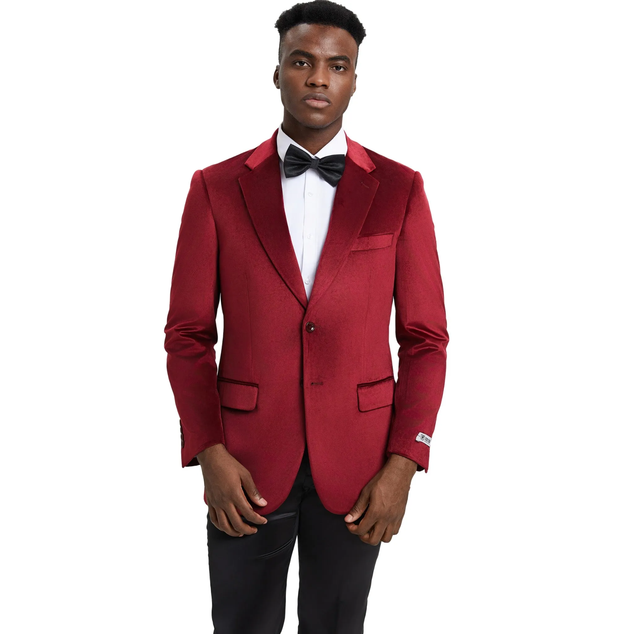 Men's Refined Red Wine Velvet Blazer for Prestigious Events