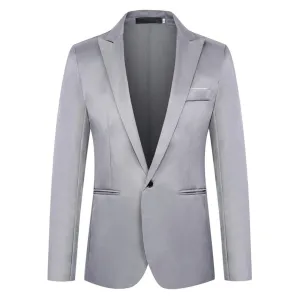 Men's Satin Slim Fit One-Button Blazer | Ideal for All Seasons