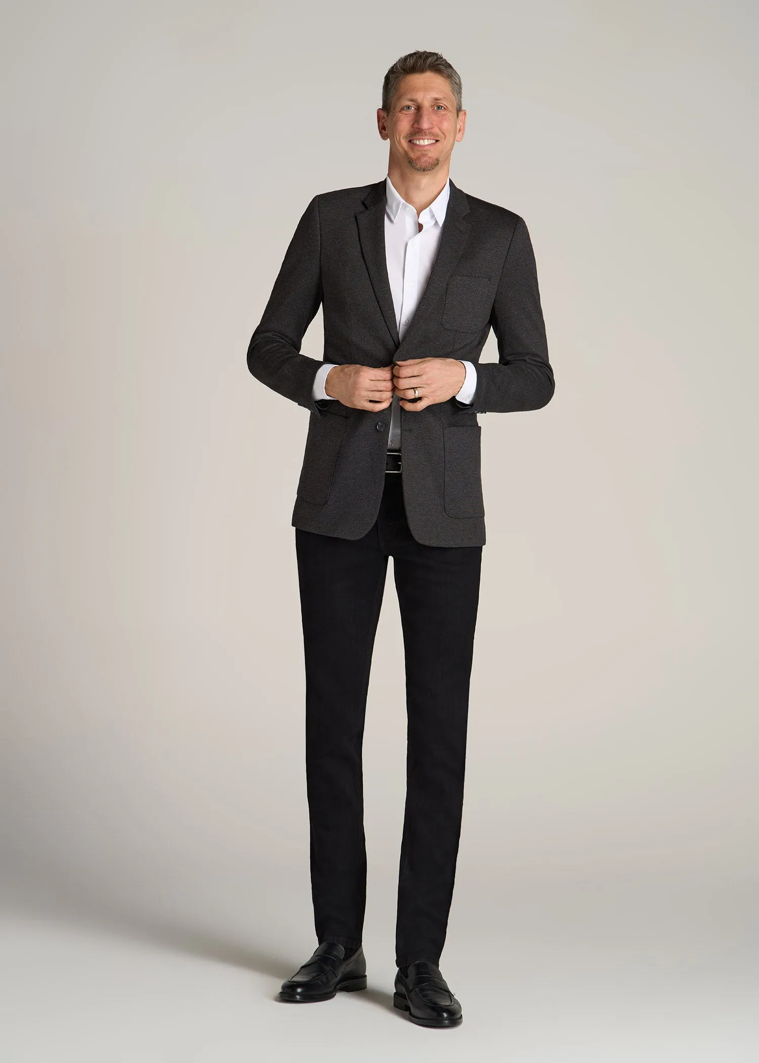 Men's Tall Blazer in Black Silver Mix