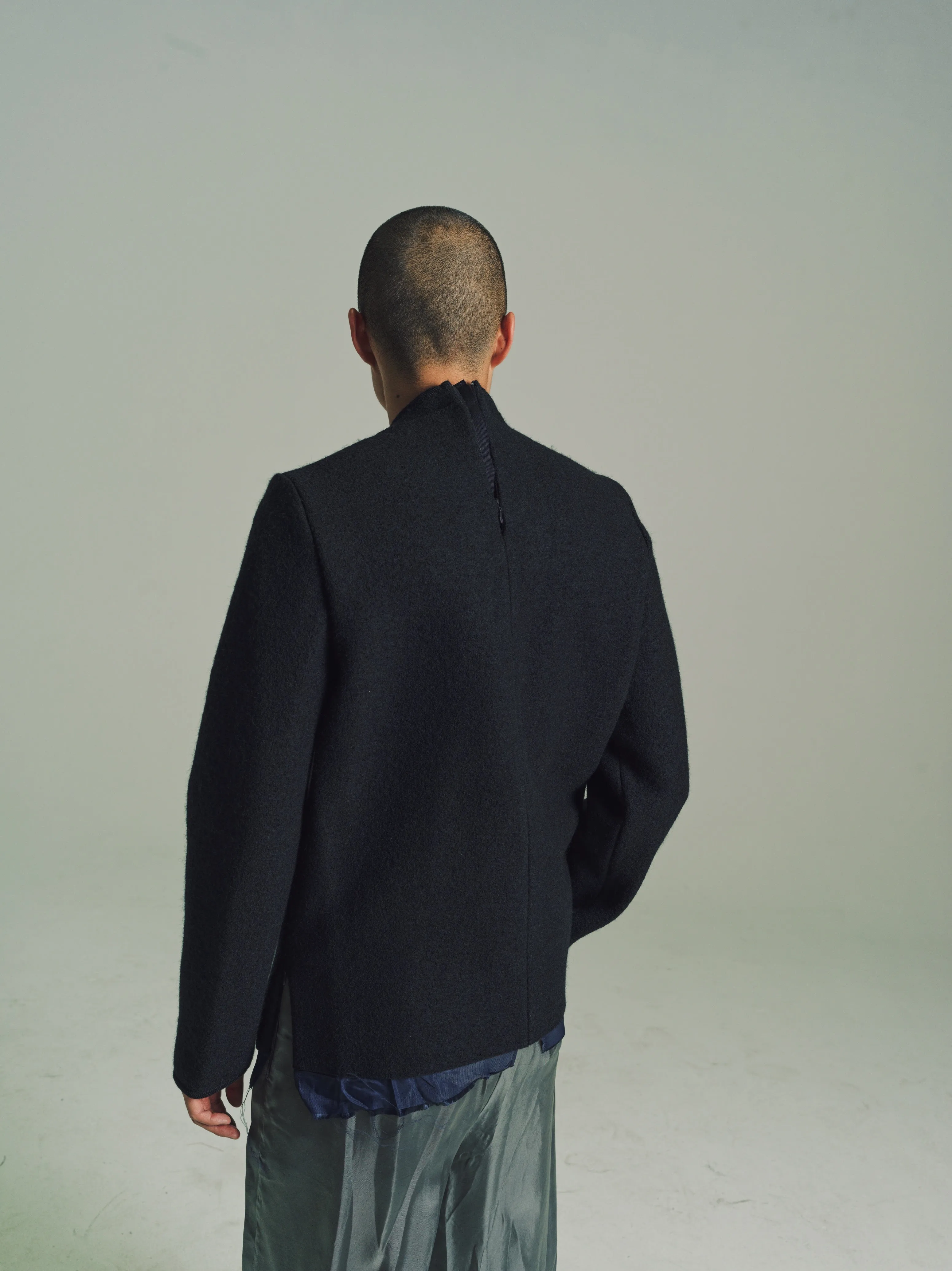 Navy Wool Long Sleeve Walker Top