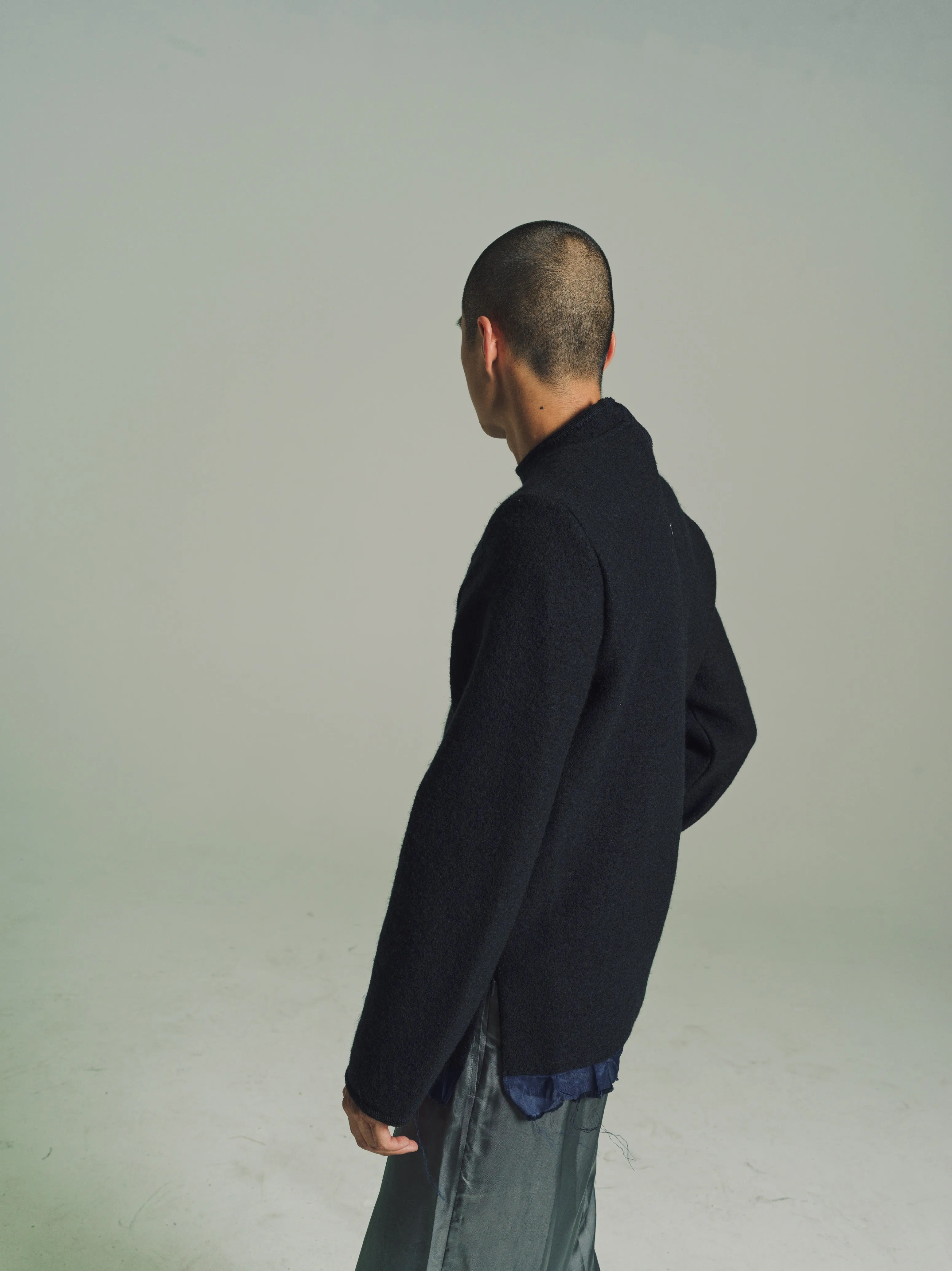 Navy Wool Long Sleeve Walker Top