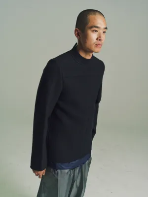 Navy Wool Long Sleeve Walker Top