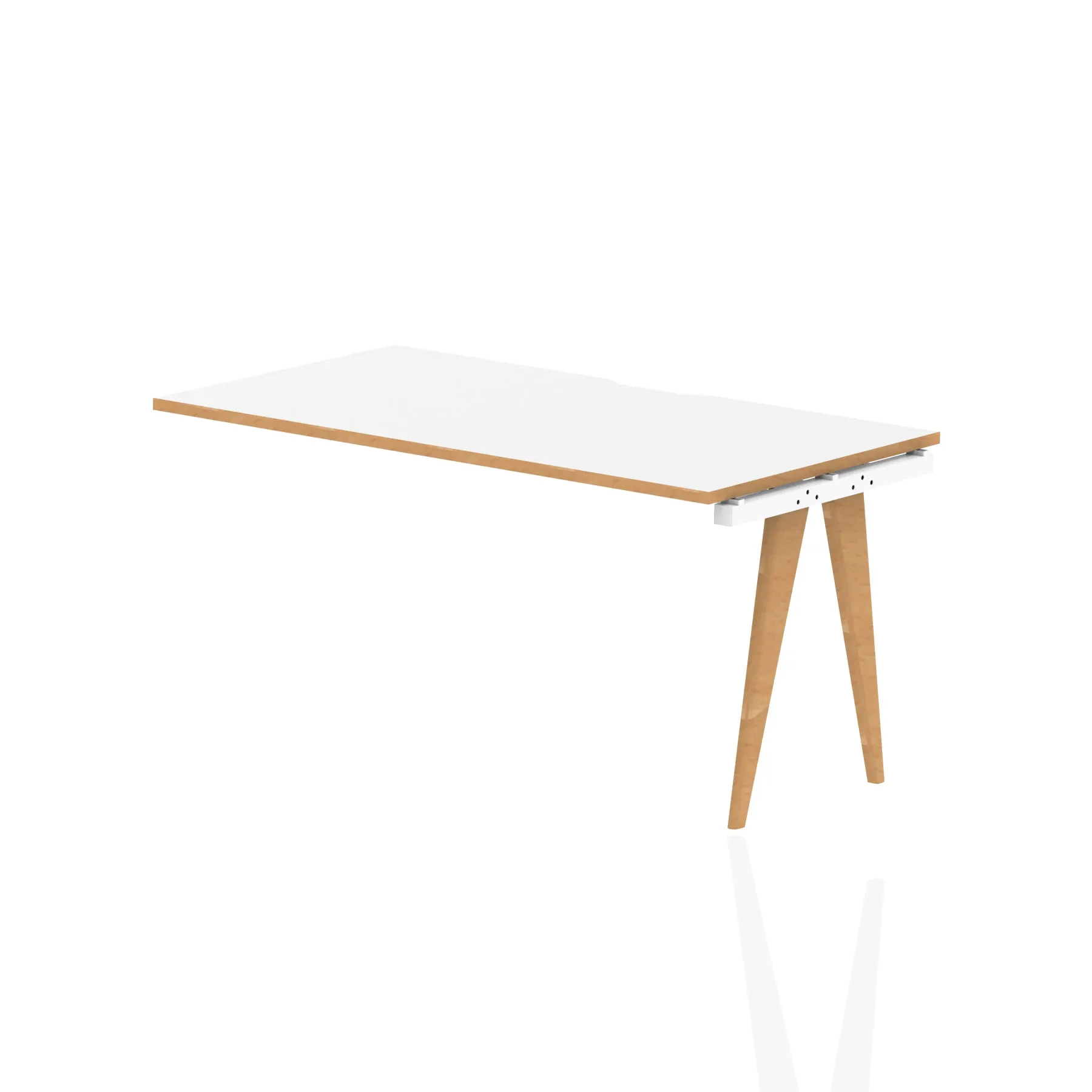 Oslo Single Row Extension Kit - MFC Rectangular Desk/Table, Wooden Legs, Natural Wood Frame, 1200-1600mm Width, 800mm Depth, 5-Year Guarantee