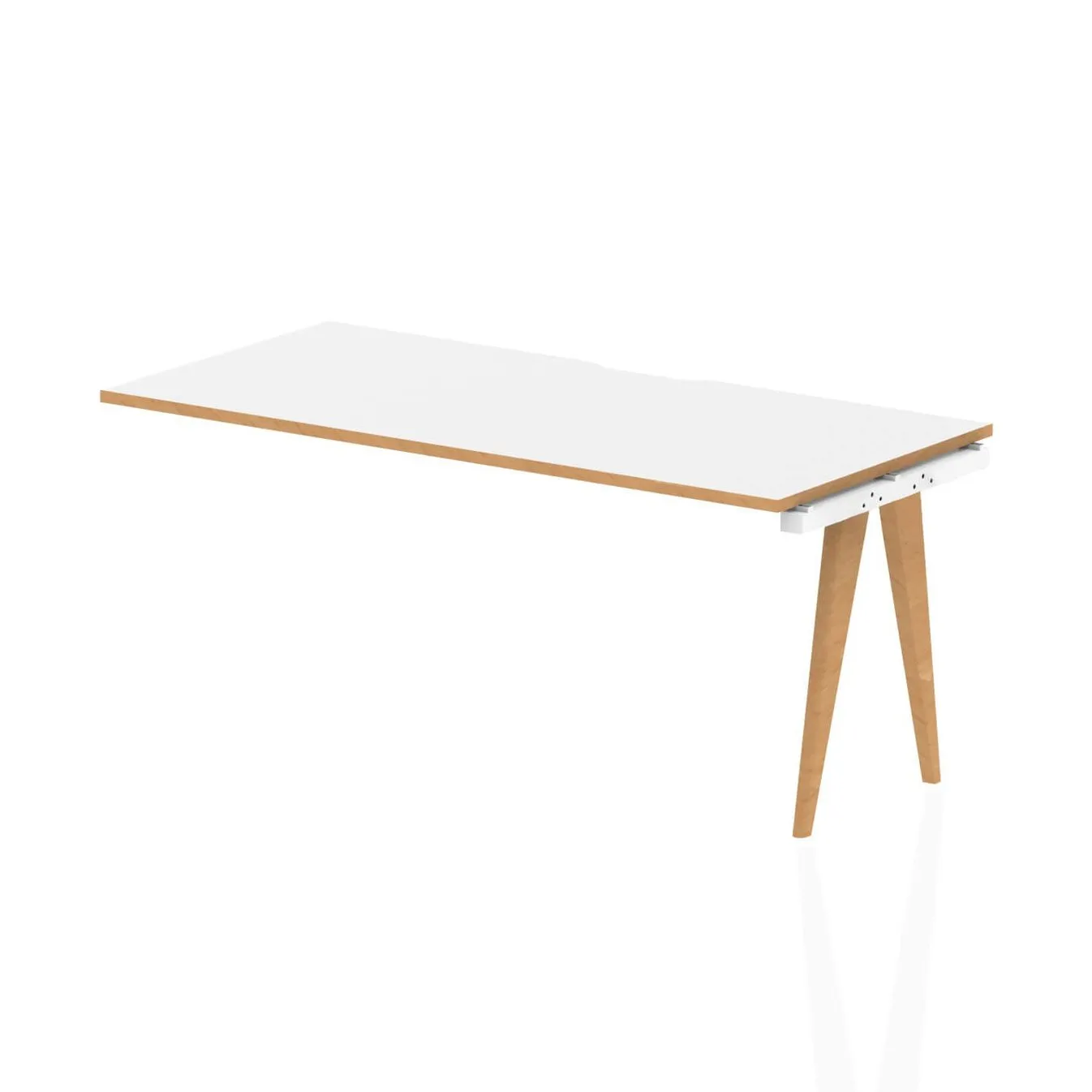 Oslo Single Row Extension Kit - MFC Rectangular Desk/Table, Wooden Legs, Natural Wood Frame, 1200-1600mm Width, 800mm Depth, 5-Year Guarantee