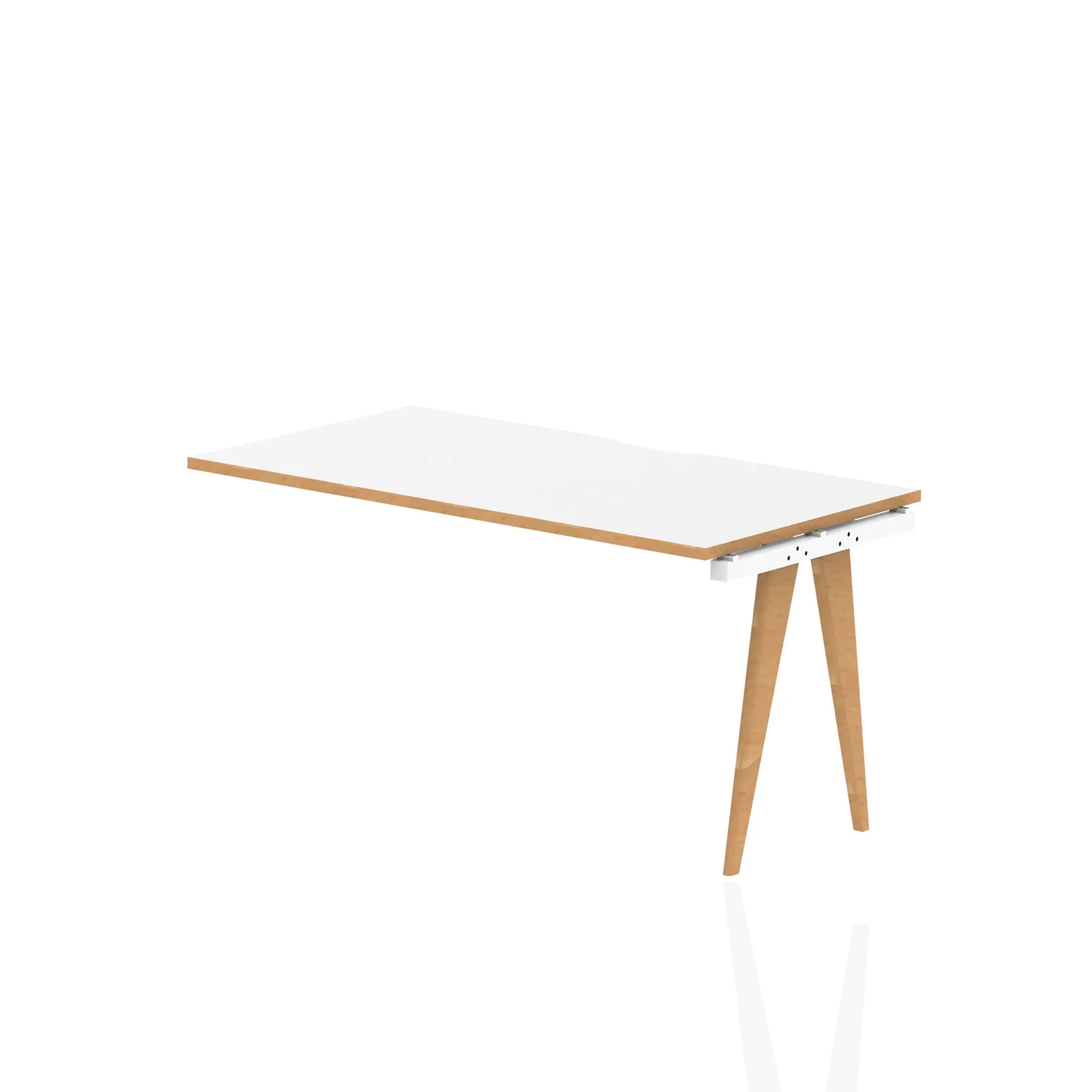 Oslo Single Row Extension Kit - MFC Rectangular Desk/Table, Wooden Legs, Natural Wood Frame, 1200-1600mm Width, 800mm Depth, 5-Year Guarantee