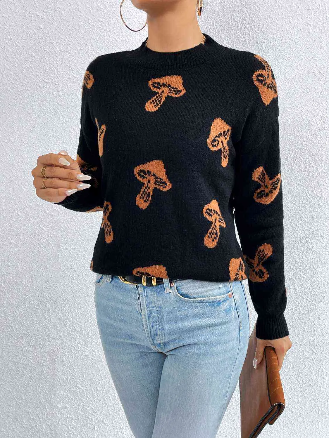 Patterned Drop Shoulder Sweater