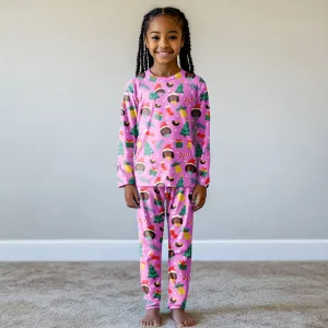 Pink Christmas Holiday Pajama Set