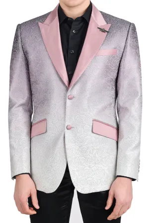 Pink Ombre with Silver Floral Fusion Dazzling Prom Blazer