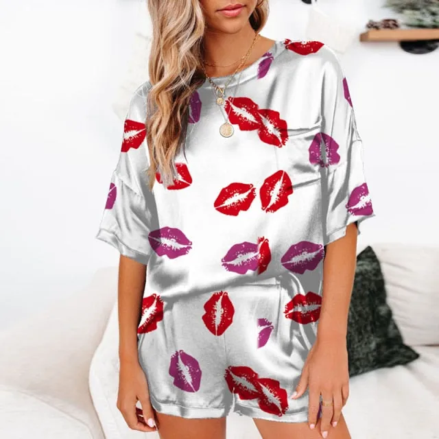 Satin Floral Women Pajamas Set