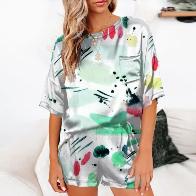 Satin Floral Women Pajamas Set