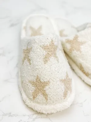 Star Fuzzy Slippers - Ivory