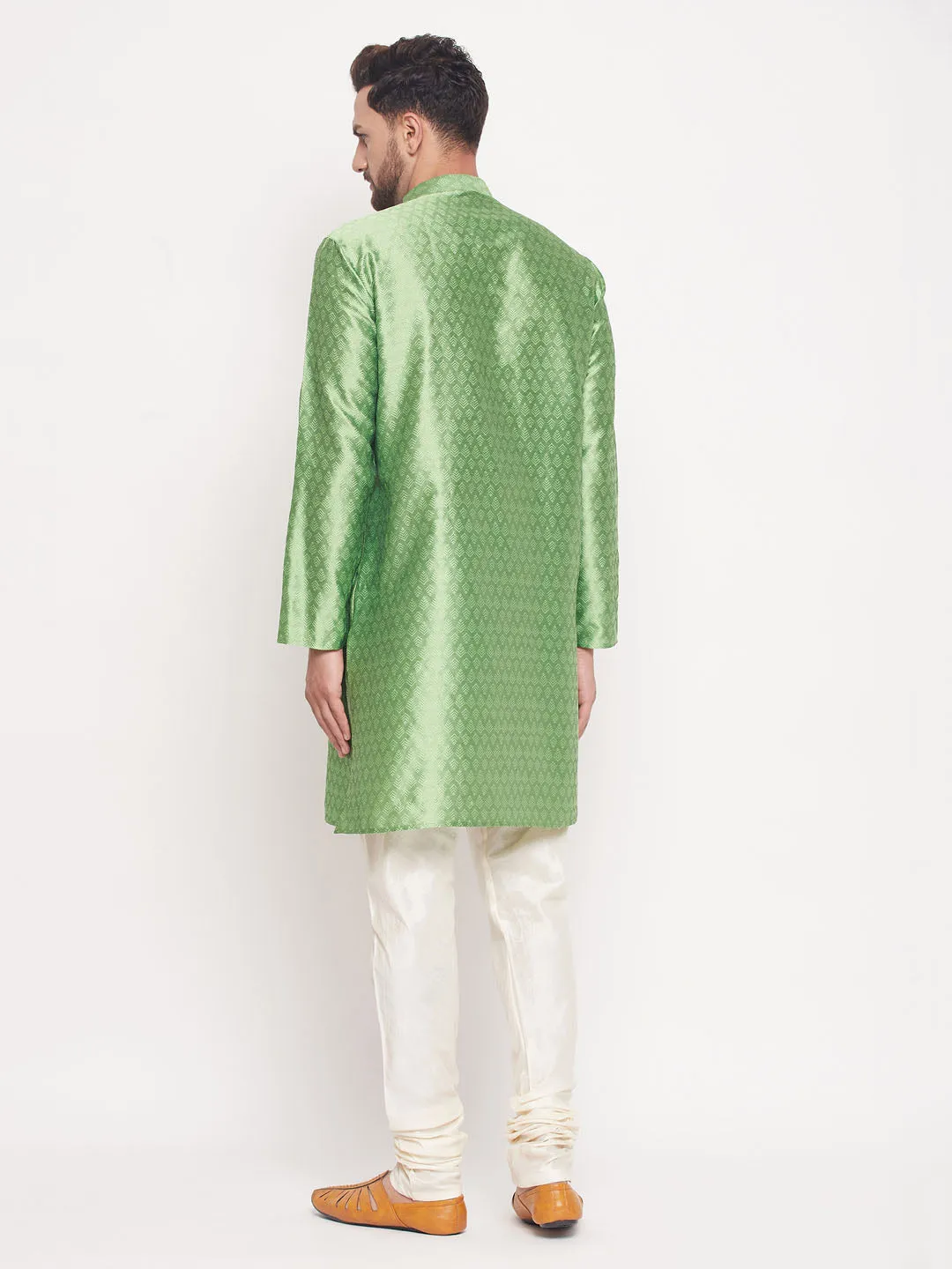 VASTRAMAY Men's Mint Green Kurta Pyjama