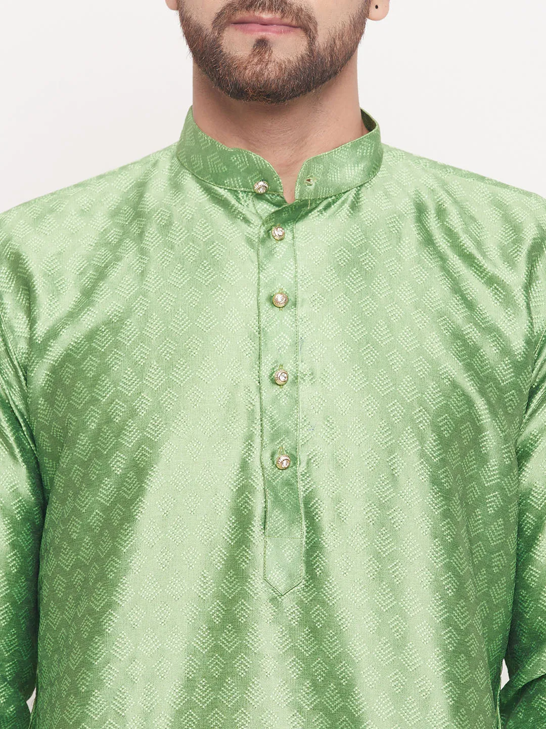 VASTRAMAY Men's Mint Green Kurta Pyjama